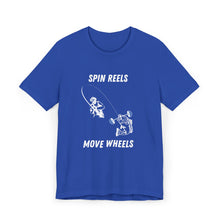 Load image into Gallery viewer, Spin Reels Move Wheels Tee
